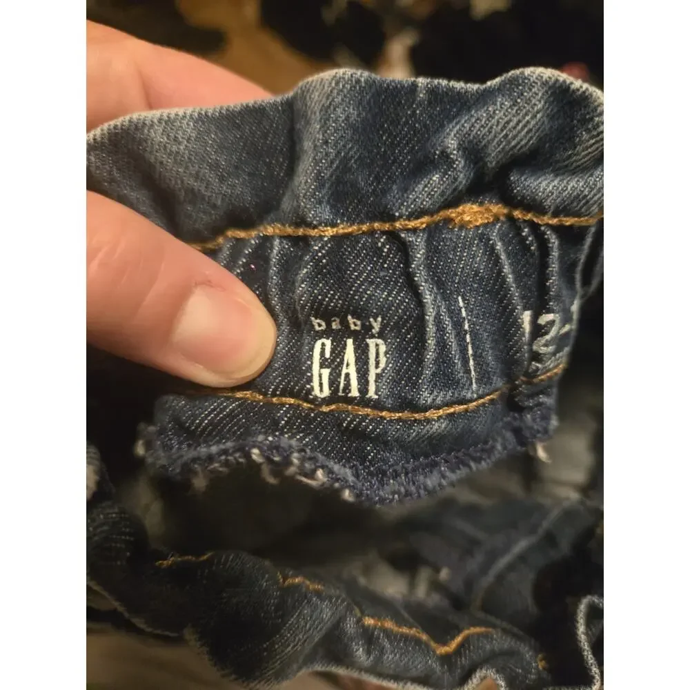 Baby Gap Denim Jean Shorts 12-18 Months Paperbag Waist Cuffed Hem Blue
